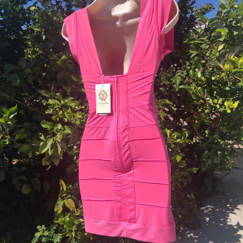 Pink AnaMaria Couture Mini Dress New with Tags - Picture 5 of 9